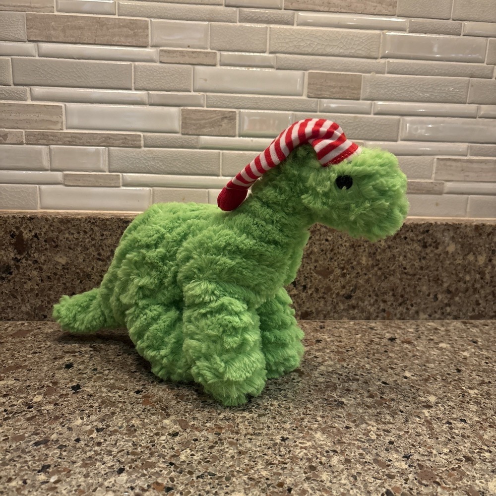 NWOT Manhattan‎ Toy Company Holiday T-Rex Plush Green Dinosaur With Holiday Hat